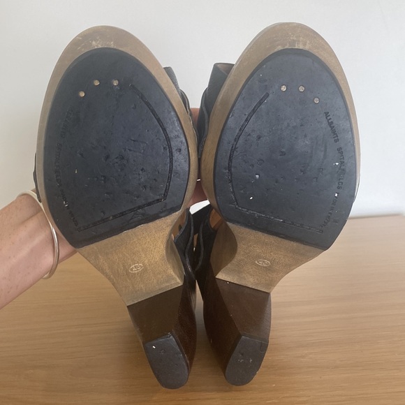 All Saints leather and wood platform sandals - Picture 4 of 6
